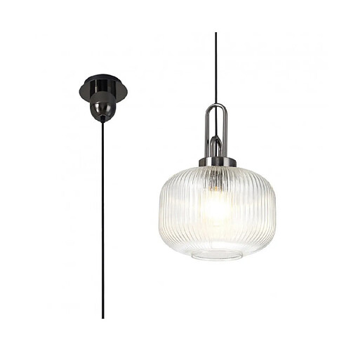 Luminaire Center Suspension design 1 ampoule Chrome noir