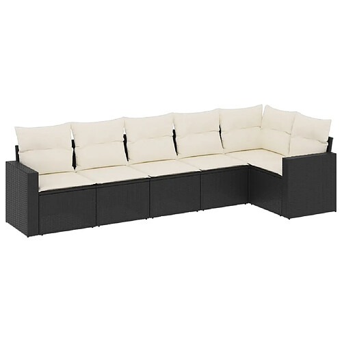 Maison Chic Salon de jardin 6 pcs avec coussins | Ensemble de Table et chaises | Mobilier d'Extérieur noir résine tressée -GKD60969