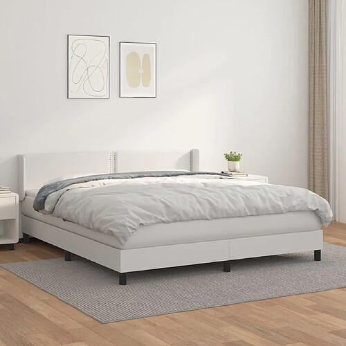 Maison Chic Lit Adulte - Lit simple Lit à sommier tapissier avec matelas moelleux - Meuble de Chambre Blanc 160x200cm Similicuir -MN36498