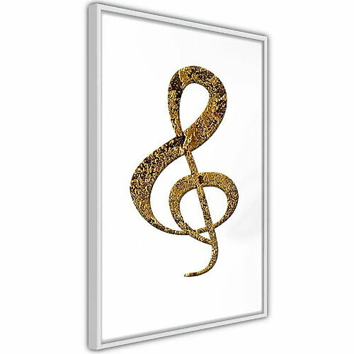 Paris Prix Affiche Murale Encadrée Golden Treble Clef 20 x 30 cm Blanc