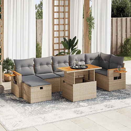 vidaXL Salon de jardin avec coussins 5 pcs beige résine tressée