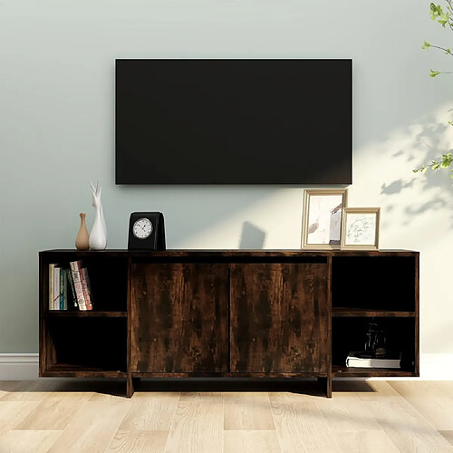 vidaXL Meuble TV chêne fumé 130x35x50 cm bois d'ingénierie