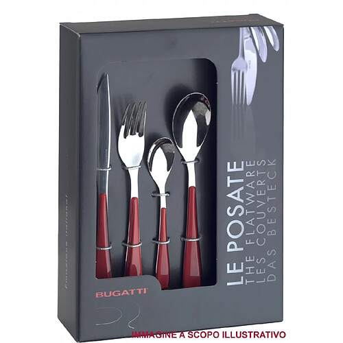 Couverts Glamour rose foncé de Casa Bugatti, Set 24 pcs. Boite de fenêtre