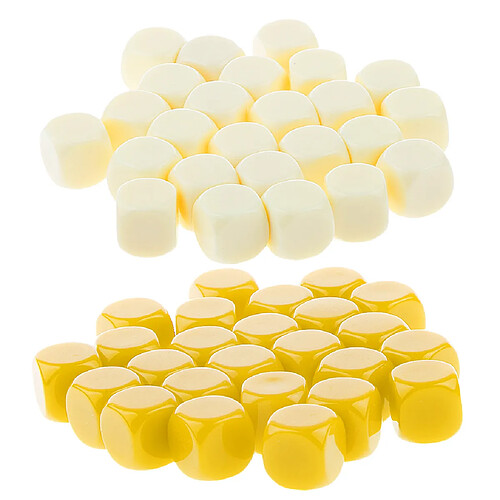 50 Pièces Opaque Blank Dice D6 pour D u0026 D RPG MTG Party Games Jaune + Beige