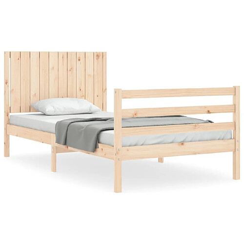 Maison Chic Cadre/structure de lit et tête de lit pour adulte - Lit Moderne Chambre 100x200 cm bois massif -MN97998