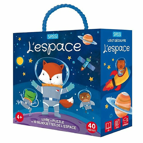 Ludendo Coffret Qbox puzzle 40 pièces et livre : l'espace