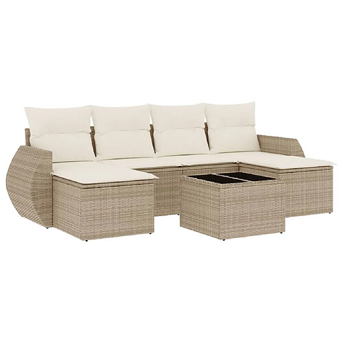 Maison Chic Salon de jardin avec coussins 7 pcs | Ensemble de Table et chaises | Mobilier d'Extérieur beige résine tressée -GKD95214