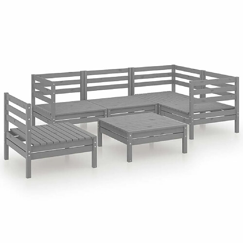 Maison Chic Salon de jardin 6 pcs - Table et chaises d'extérieur - Mobilier/Meubles de jardin Moderne Bois de pin massif Gris -MN10692