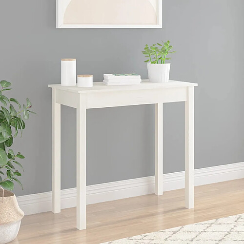 vidaXL Table console Blanc 80x40x75 cm Bois massif de pin