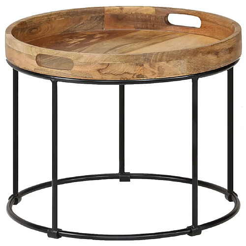 Maison Chic Tabls basse,Table Console pour salon Bois de manguier massif et acier 50 x 40 cm -MN27915