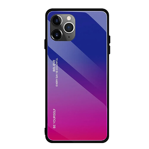 Wewoo Coque Rigide Pour iPhone 11 Pro Étui en verre de couleur dégradée bleu foncé