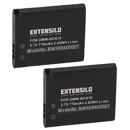 Vhbw EXTENSILO 2x Batteries compatible avec Panasonic Lumix DMC-LF1, DMC-LF1K, DMC-LF1W appareil photo, reflex numérique (770mAh, 3,7V, Li-ion)