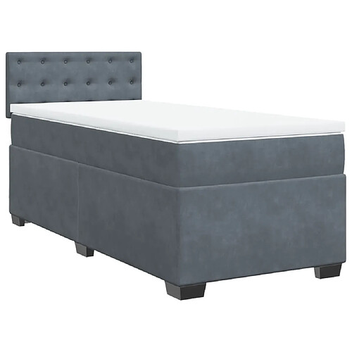 Vidaxl Sommier à lattes de lit et matelas Gris foncé 90x190 cm Velours