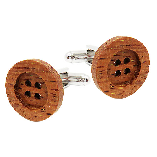 Boutons de Manchette Bouton Rond Bois Mariage Bijoux Pour Homme