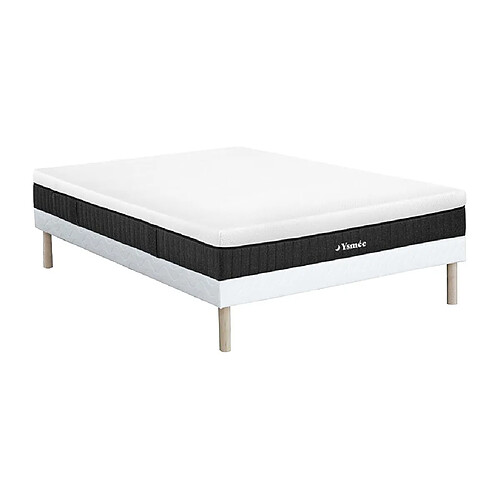 Vente-Unique Ensemble 140 x 190 cm sommier tapissier + matelas ressorts ensachés 5 zones ép.21cm - CIDORA de YSMÉE