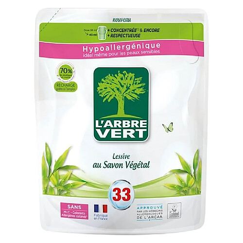 Arbrevert Lessive liquide L'Arbre Vert au savon végétal - Recharge 1,5 litres