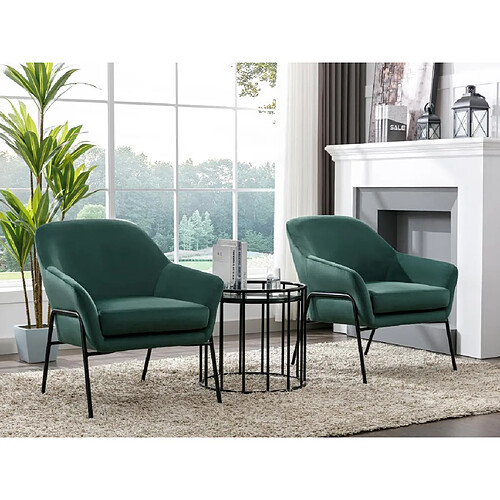 Vente-Unique Fauteuil en velours vert sapin CERITA