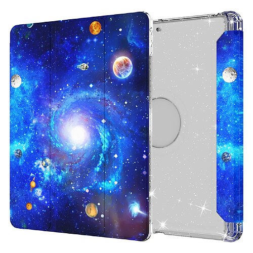 Etui en PU trois volets avec support transparent univers pour votre Apple iPad 10.2 (2020)(2019)