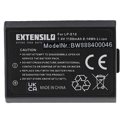 Vhbw EXTENSILO Batterie remplacement pour Canon LP-E10 pour appareil photo, reflex numérique (1100mAh, 7,4V, Li-ion)