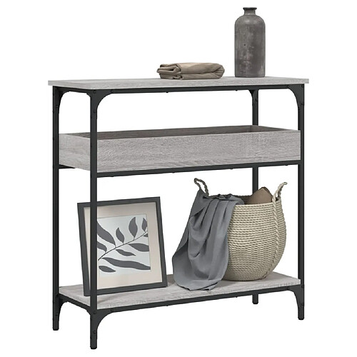 vidaXL Table console avec étagère sonoma gris 75x29x75 cm