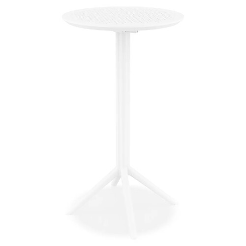 Alterego Table haute pliable 'GIMLI BAR' en matière plastique blanche - intérieur / extérieur - Ø 60 cm