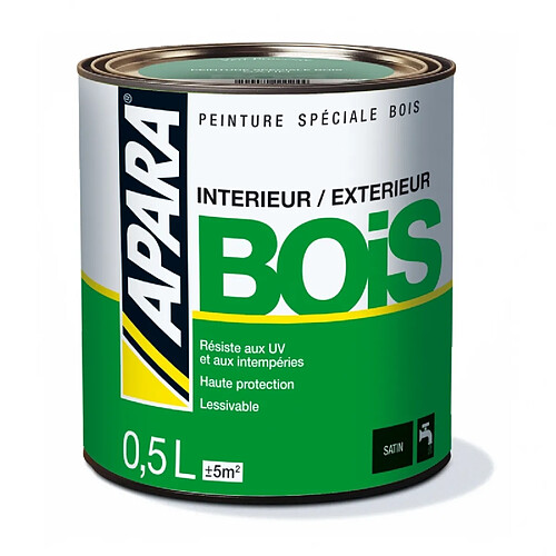 Peinture Bois Satin - APARA-0.5 litre-Blanc