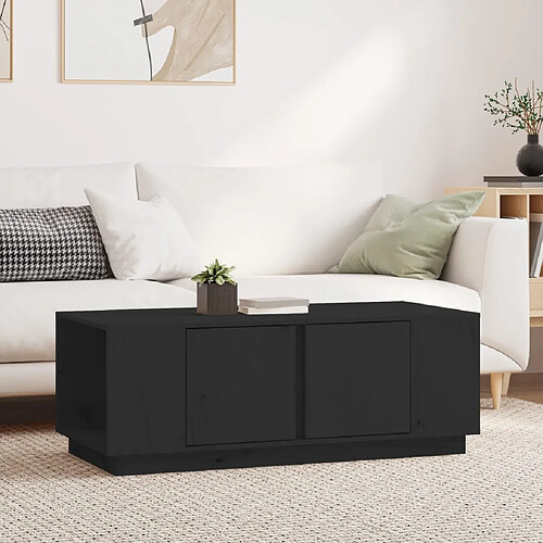 vidaXL Table basse Noir 110x50x40 cm Bois massif de pin