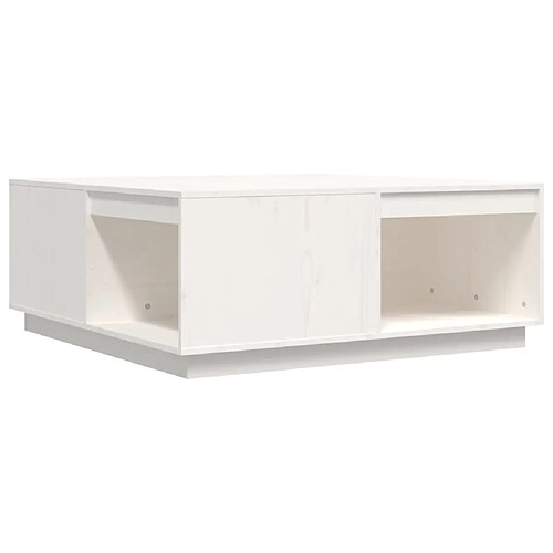 ComfortXL Table Basse Blanc 100x101x40,5 Cm Bois Massif De Pin