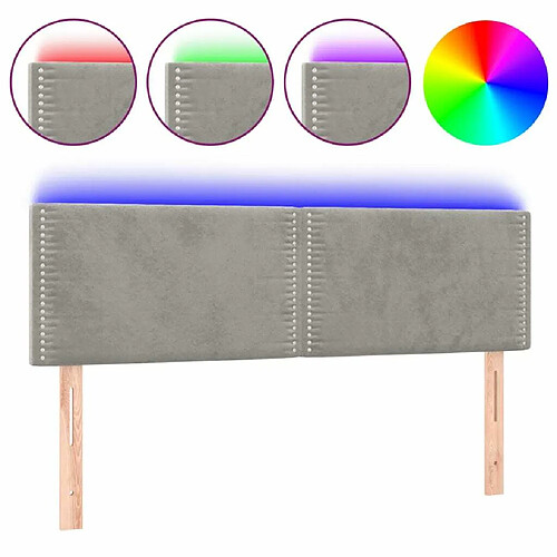 Maison Chic Tête de lit moderne à LED lumineuse pour chambre - Décoration de lit Gris clair 144x5x78/88 cm Velours -MN27357