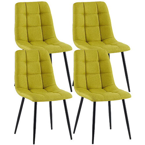 Decoshop26 Lot de 4 chaises de salle à manger en tissu vert pieds métal noir design moderne et confortable CDS10412