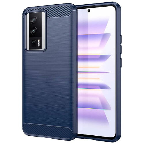 Htdmobiles Coque pour Xiaomi Poco F5 Pro 5G / Redmi K60 / K60 Pro - housse etui silicone gel carbone + film ecran - BLEU FONCE