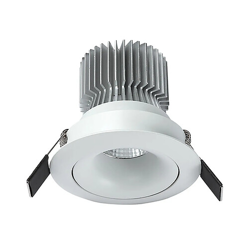 Inspired Downlight Encastré Pivotant 10.75cm Rond 12W LED COB 3000K, 920lm, Blanc Mat, Driver Inclus, 3 ans de Garantie