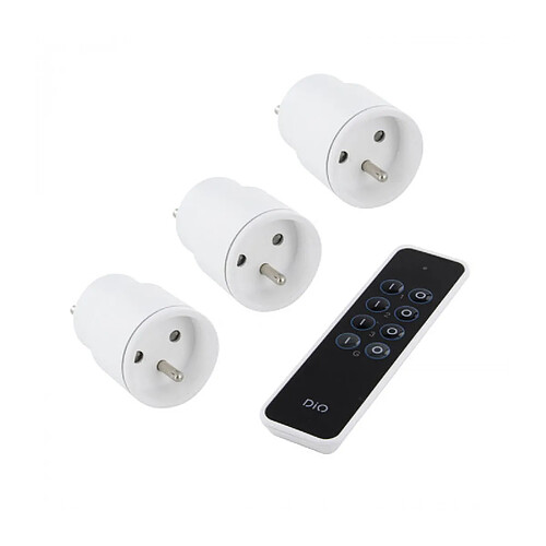 Set de 3 mini prises nano On/Off + télécommande - 2300W - blanc et noir - Chacon