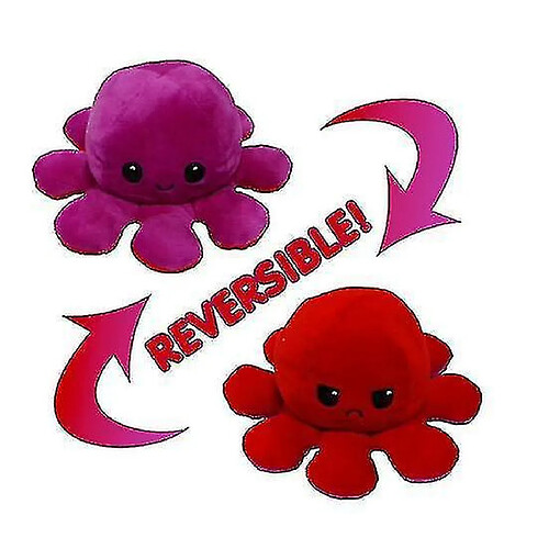 Universal Réversible en peluche réversible, peluche à double face, luminosité réversible luminante Octopusï¼ˆpurPrere