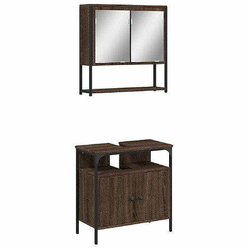 Maison Chic Armoire de Bain | Ensemble de 2 meubles salle de bain Chêne marron -GKD97094