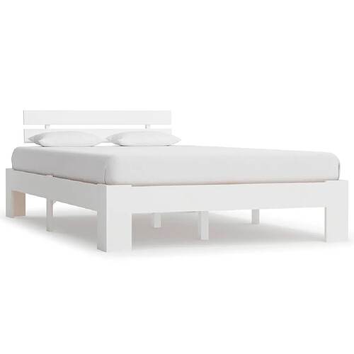 Maison Chic Lit adulte - Lit simple Cadre de lit,Structure du lit Contemporain Blanc Bois de pin massif 140 x 200 cm -MN74513