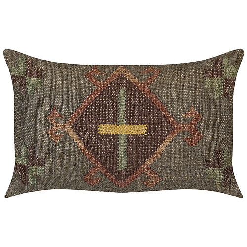 Beliani Coussin KATORA Jute 30 x 50 cm Oriental Vert