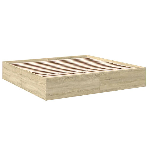 Vidaxl Cadre de lit chêne sonoma 200x200 cm bois d'ingénierie