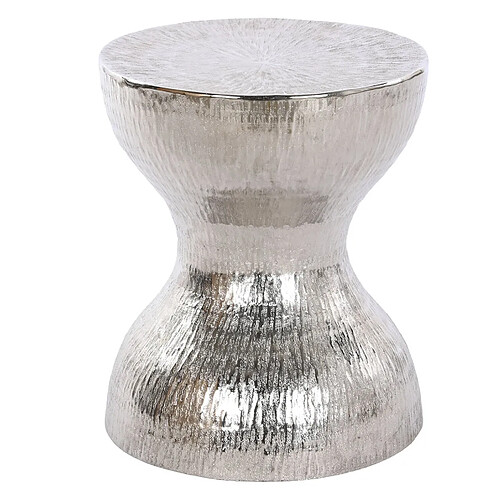 Pegane Table d'appoint ronde en aluminium coloris argenté - diamètre 38 x hauteur 45 cm