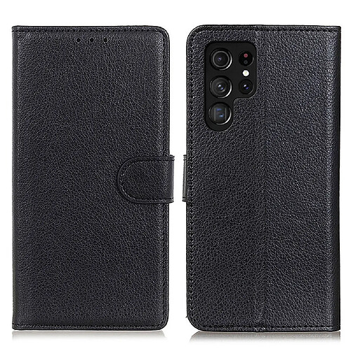 Etui en PU texture litchi noir pour votre Samsung Galaxy S22 Ultra