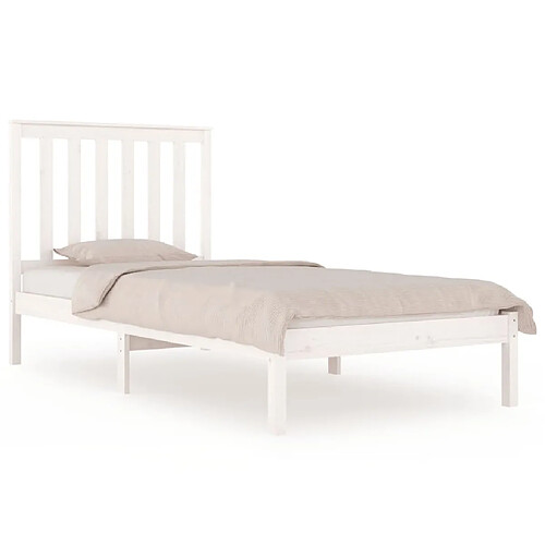 Maison Chic Lit Moderne Chambre - Cadre/structure de lit pour adulte Blanc Bois de pin massif 100x200 cm -MN59788