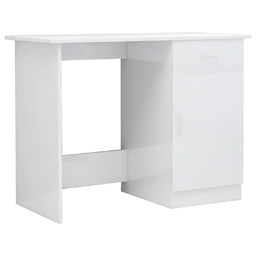 Maison Chic Bureau,Table de travail,bureau de travail pour chambre Blanc brillant 100 x 50 x 76 cm Aggloméré -GKD14025