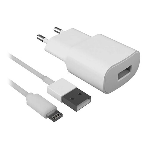 Chargeur Mural + Câble Lightning MFI 2.1A Blanc