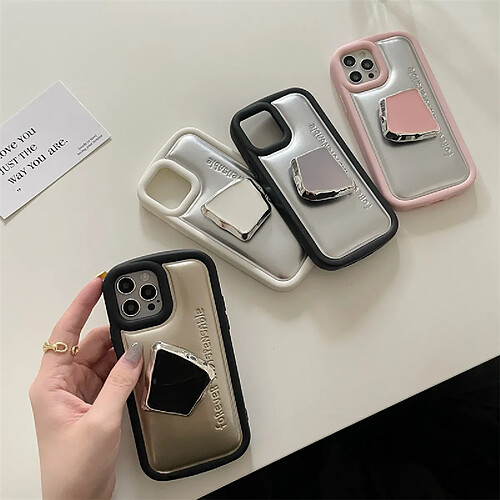 GUPBOO Étui pour iPhoneXR Chaîne de perles de support de boîtier de téléphone portable de niche de miroir de couleur unie personnalisée