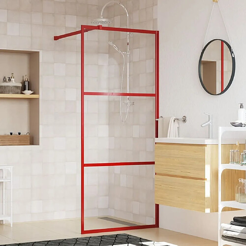 Maison Chic Paroi de douche | Écran de douche | Cloison de douche avec verre ESG transparent rouge 90x195 cm -GKD48110