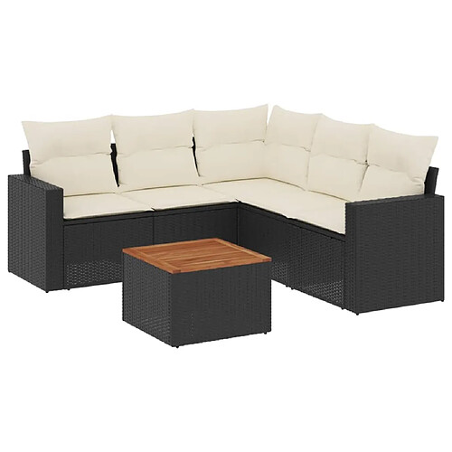 Maison Chic Salon de jardin 6 pcs avec coussins | Ensemble de Table et chaises | Mobilier d'Extérieur noir résine tressée -GKD93283