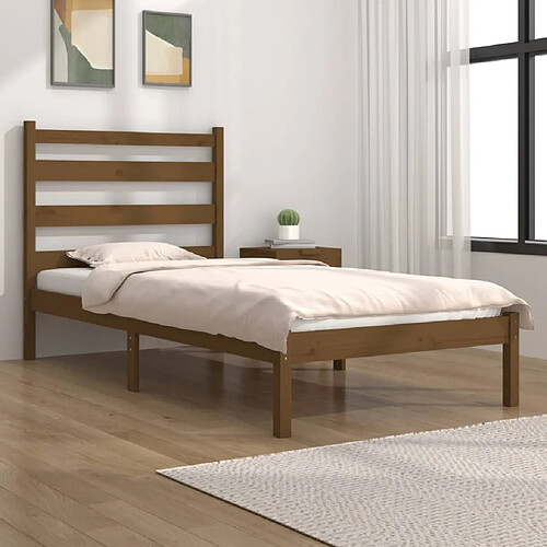 vidaXL Cadre de lit sans matelas marron miel bois massif 100x200 cm