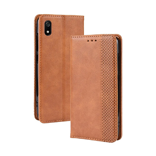 Wewoo Housse Coque Étui en cuir à boucle magnétique avec rétro pour Crazy Horse Texture horizontale Xiaomi Redmi 7Aavec porte-carte et fentes cartes et cadre photo Marron