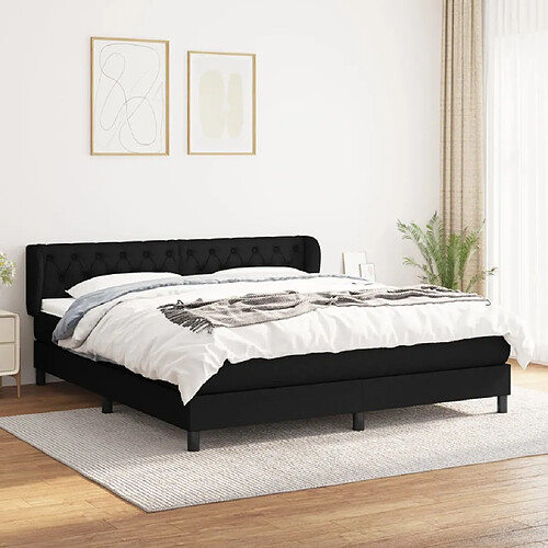 Maison Chic Lit Adulte - Lit simple Lit à sommier tapissier avec matelas moelleux - Meuble de Chambre - Noir 160x200 cm Tissu -MN76537