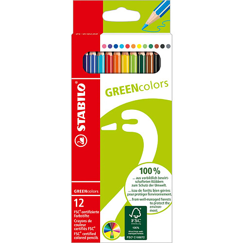 STABILO Crayon de couleur GREENcolors, étui carton de 12 ()